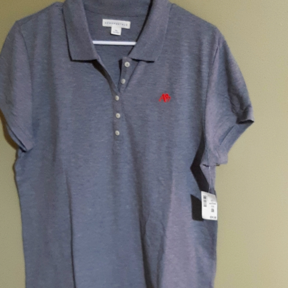 Aeropostal gray with pink logo womens XXL polo